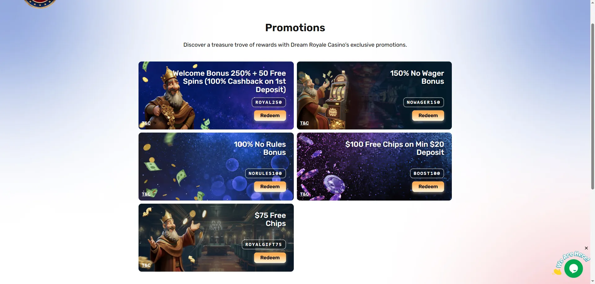 Dream Royale Casino 250% welcome bonus claim steps on mobile